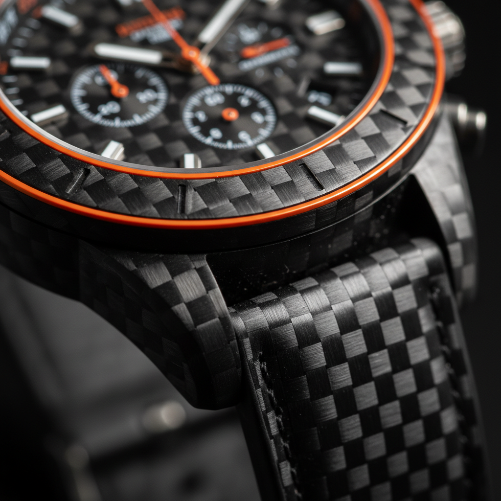 Carbon Fiber Sport Luxury Watch texture detail
