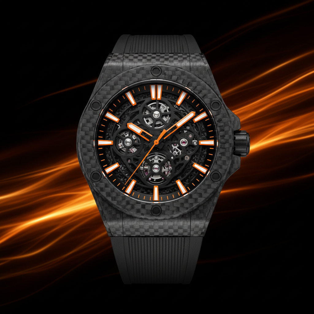 Carbon Fiber Sport Luxury Watch front view